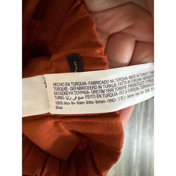 Massimo Dutti Pants Women's Size 8 Terracotta 100% Linen Wide Leg Pants - Picture 6 of 7